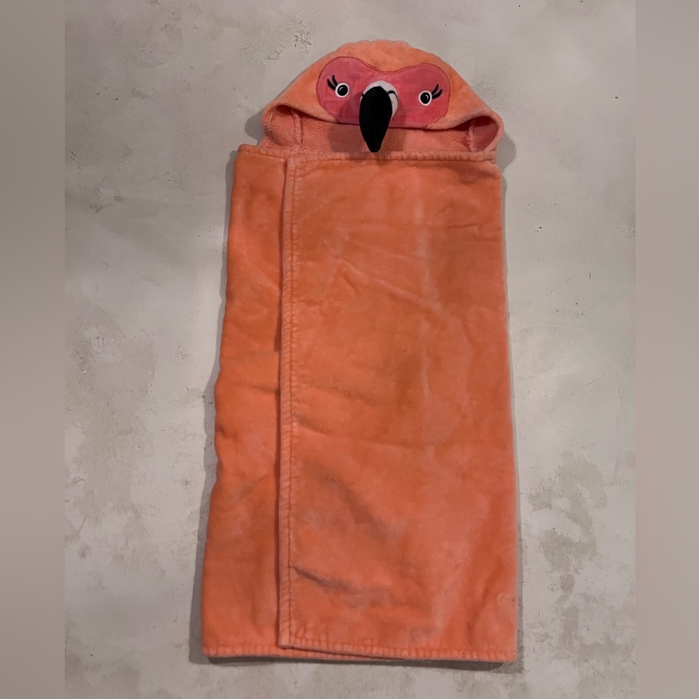 Pottery Barn Kids / Critter Baby Bath Towel - Coral Flamingo
